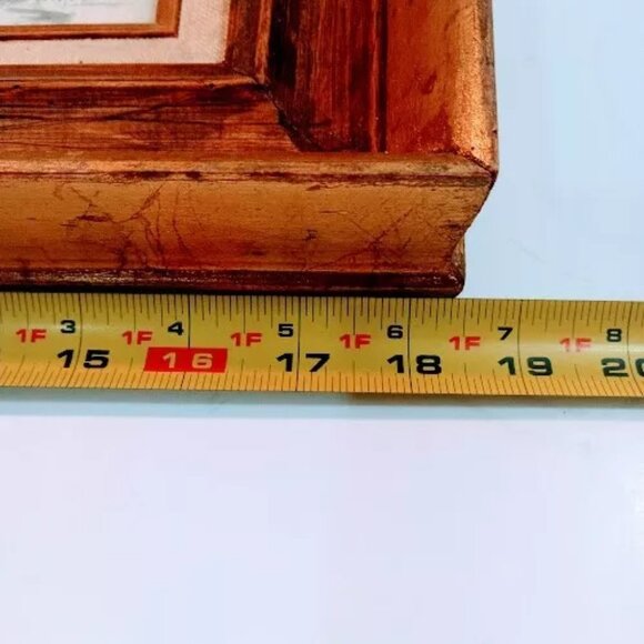 Hecho En Mexico Vintage Golden tone Wooden Picture Frame with signed Print - Picture 3 of 14